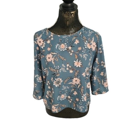 Paper Moon floral top bell sleeves SP - Picture 1 of 12